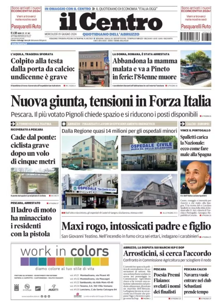 Prima-pagina-il centro-oggi-edizione-del-2024-06-19